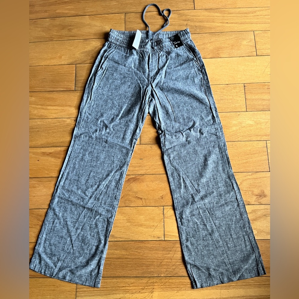 New York & Company Charcoal Linen Wide-Leg Pants